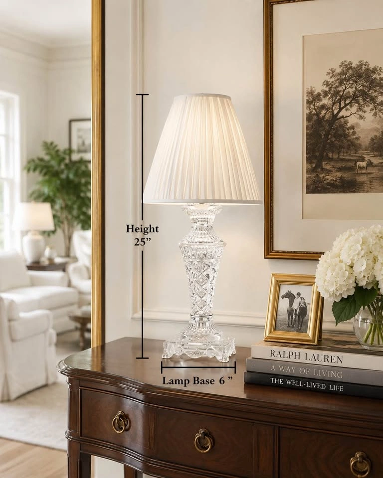 Table Lamp Crystal Timeless Elegant Hatch Cut