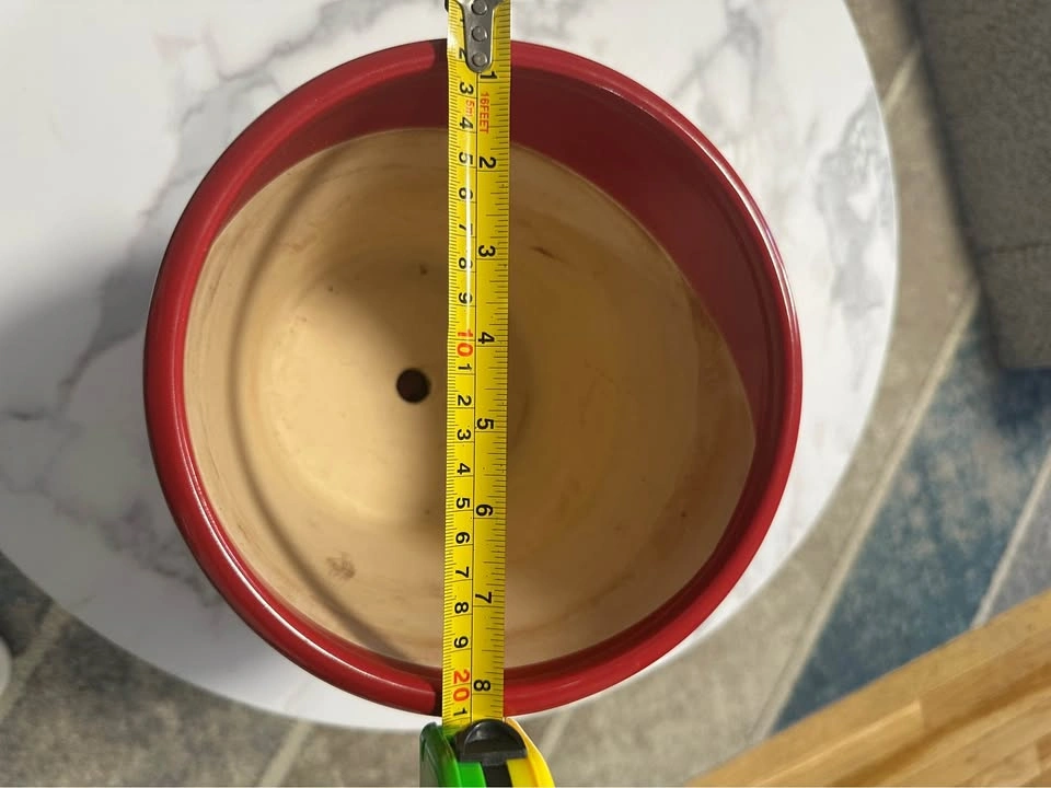 Red ceramic plant pot with saucer 7.5 inch - photo 3