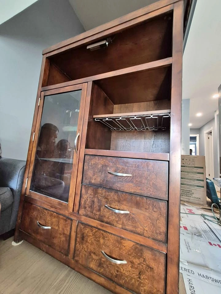 Cabinet with wine glass rack & sensor- on/off finger touch light