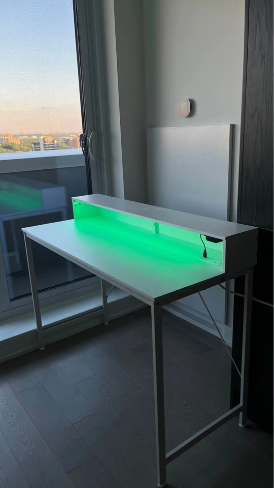 White Desk with LED and Power Outlet - photo 2