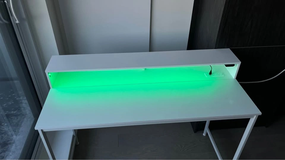 White Desk with LED and Power Outlet - photo 3