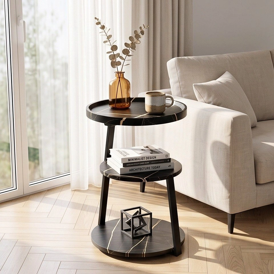 Modern Round 3-Tier Coffee Table for Small Spaces