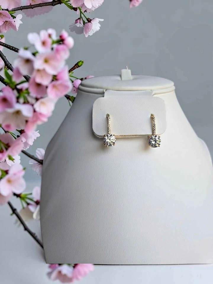 Cubic Zirconia Gold Plated Earrings – Sparkling CZ Set