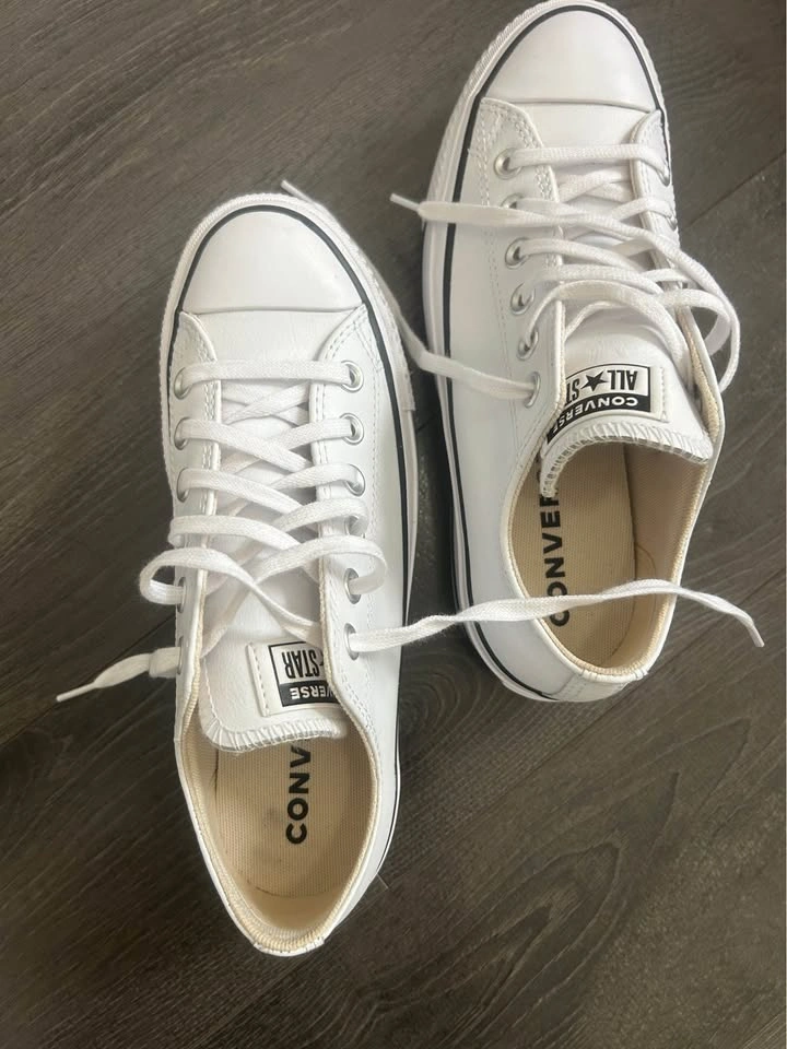 Converse Leather Platform Low Top Sneakers White / Size 7 - photo 3