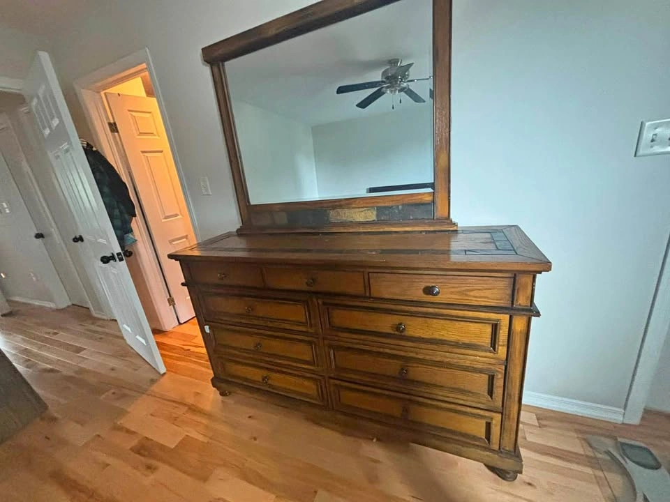 Solid-Wood Dresser with Matching Mirror and Side Dresser