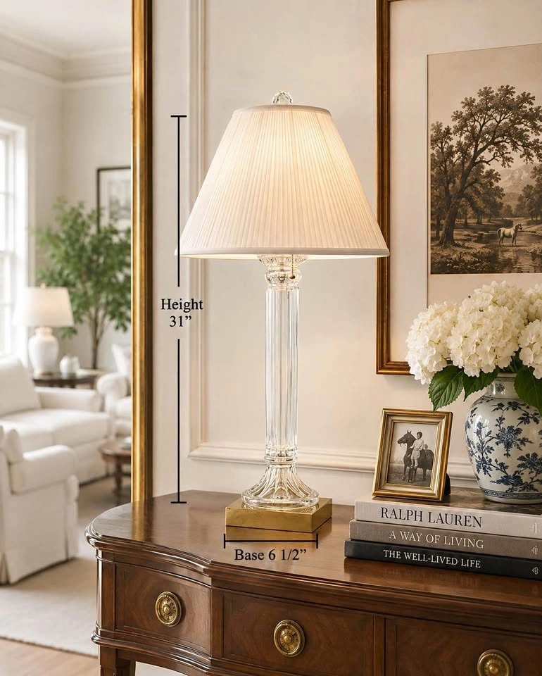 Table Lamp Vintage Crystal Reed Column