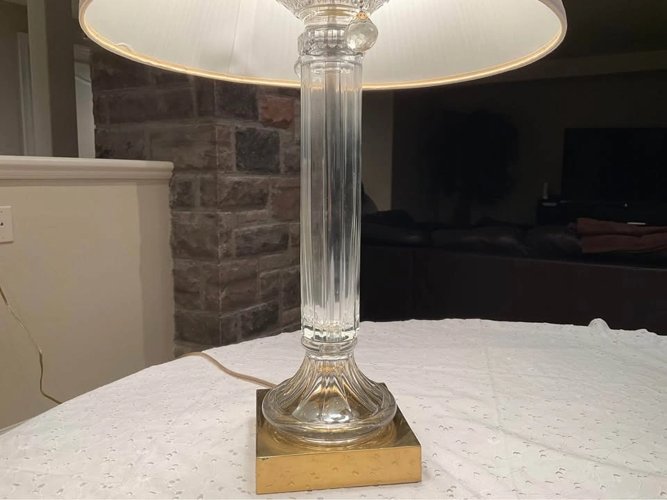 Table Lamp Vintage Crystal Reed Column - photo 2