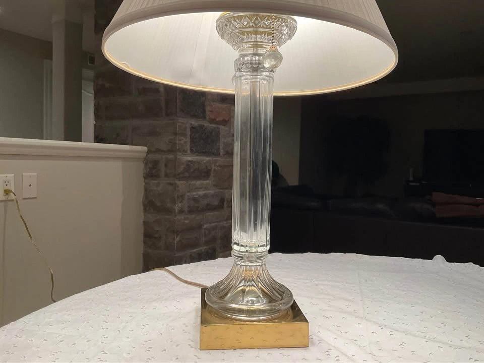 Table Lamp Vintage Crystal Reed Column - photo 4