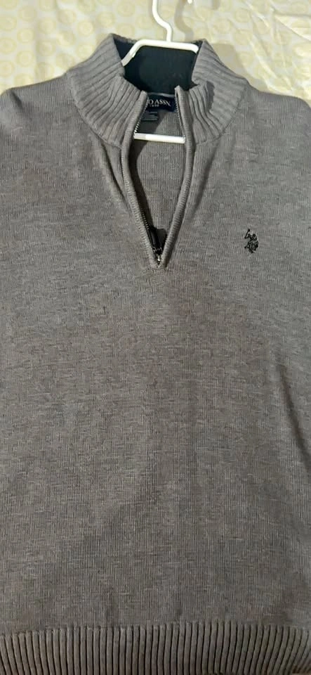 U.S. Polo Assn. Gray Quarter-Zip Sweater