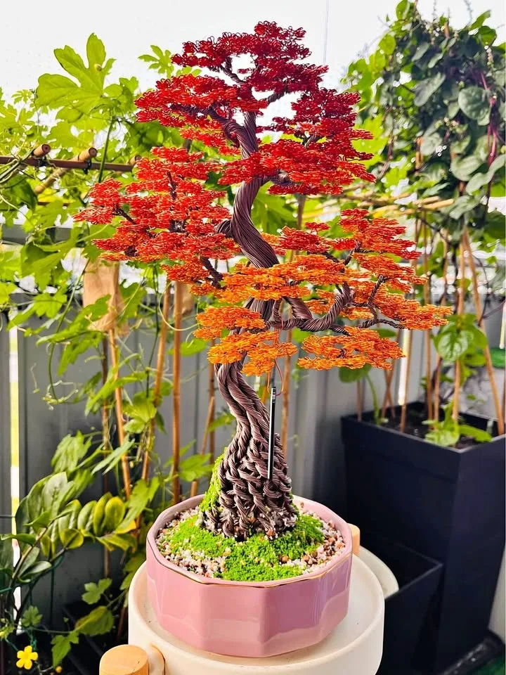 Autumn aluminum bonsai tree (handmade)