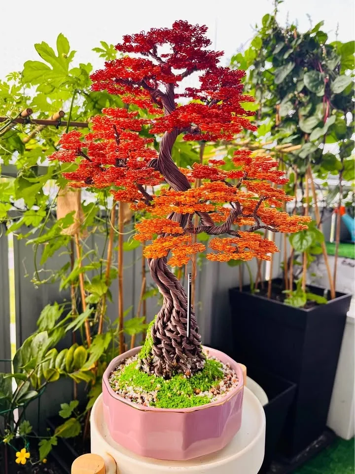 Autumn aluminum bonsai tree (handmade) - photo 2