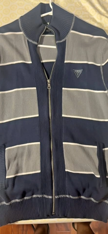 Guess Striped Full-Zip Sweater