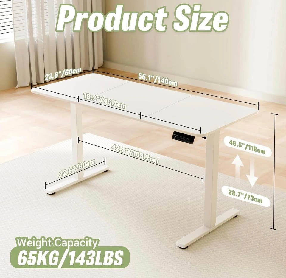 55” - White Electric Standing Desk - photo 2