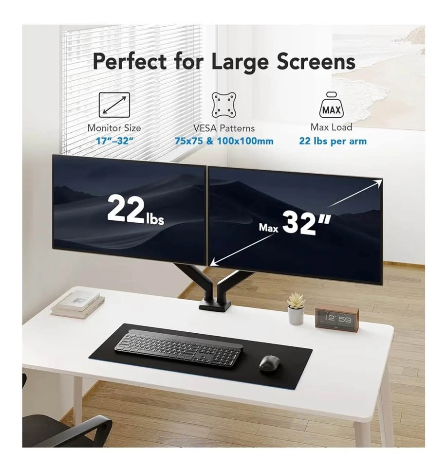HUANUO Dual Monitor Mount for 2 Monitors up to 32 inches - photo 2