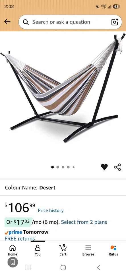Double Hammock with Space Saving Steel Stand - photo 2