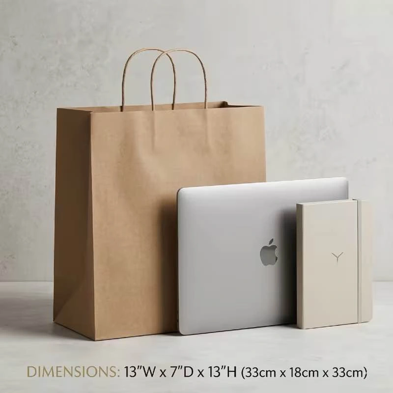 25-Pack Brown Kraft Paper Bags with Handles (13" x 7" x 17") - photo 2