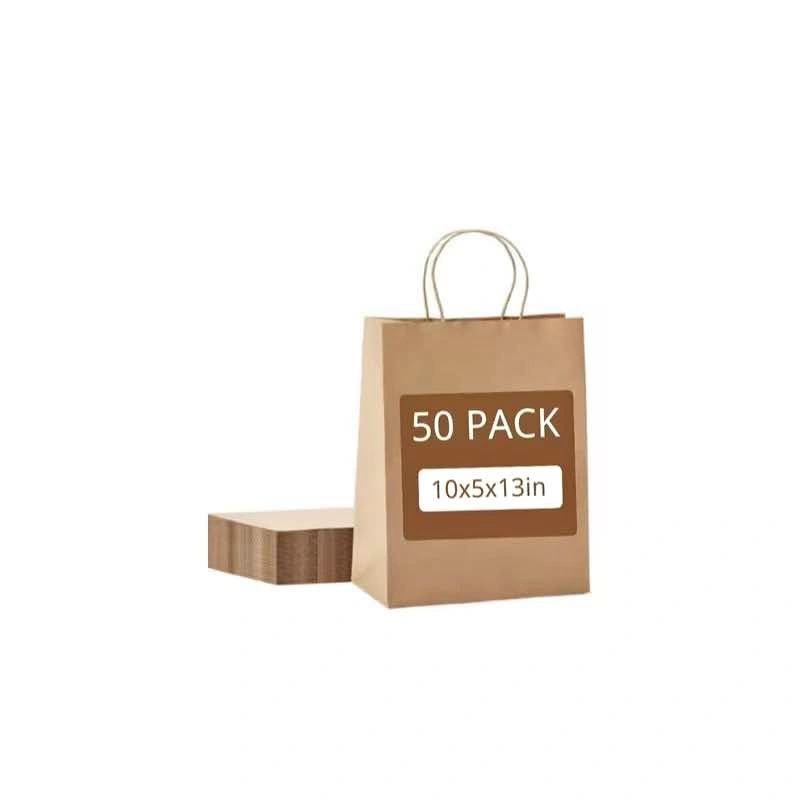 50 Pack Brown Kraft Paper Bags 10x5x13in
