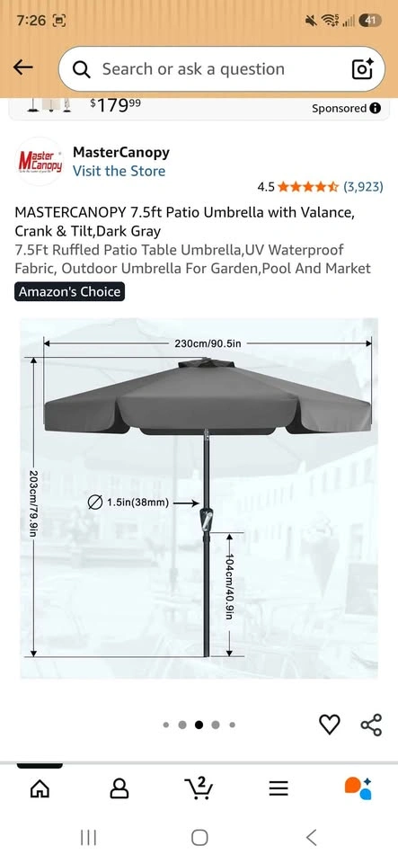 7.5ft Patio Umbrella with Valance NEW - photo 2