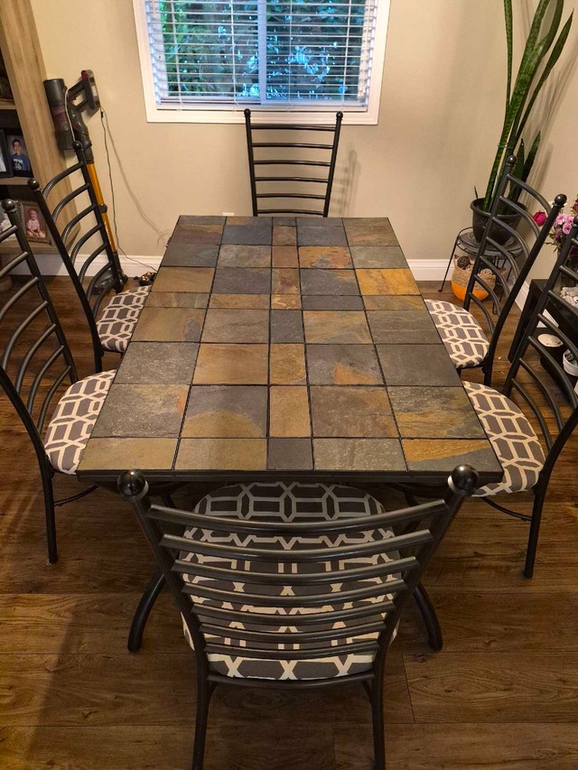 Slate Top Dining Table Set