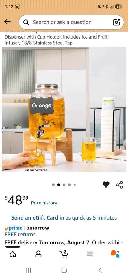Glass Drink Dispenser with Stand - 2 Available - photo 2