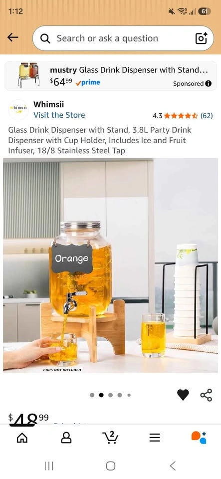 Glass Drink Dispenser with Stand - 2 Available - photo 3