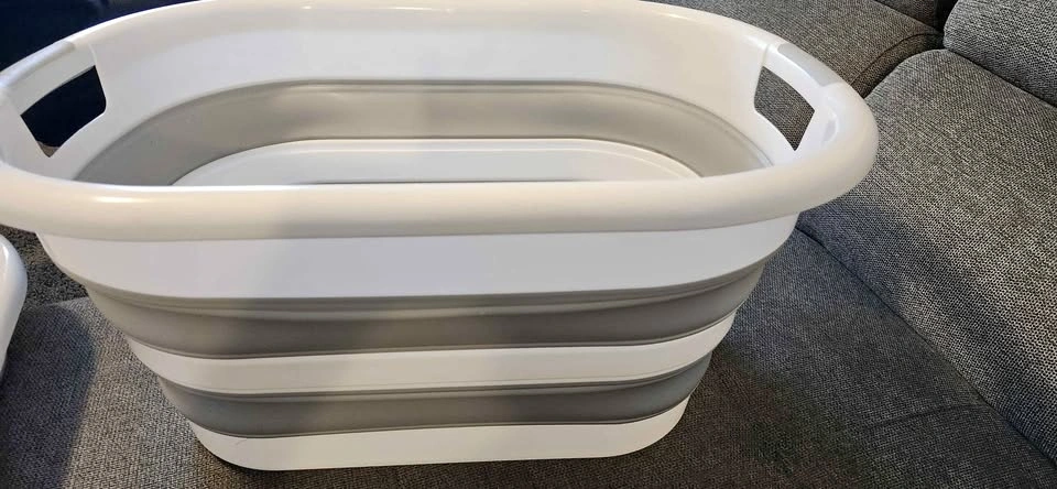 Collapsible Laundry Basket Plastic (Grey, 2 Pack) NEW