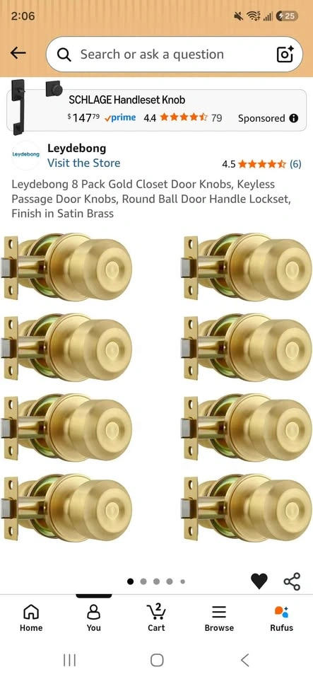 Closet Door Knobs (Keyless) NEW - photo 2