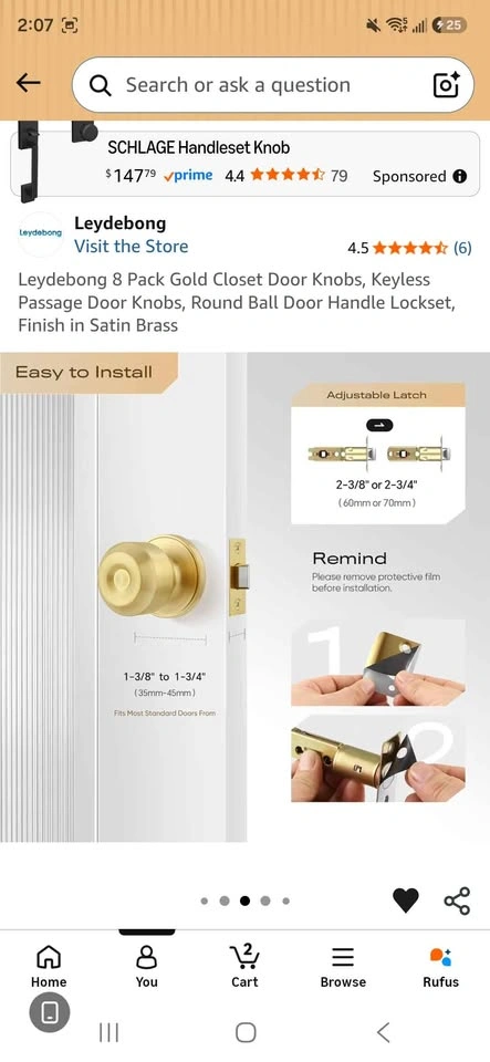 Closet Door Knobs (Keyless) NEW - photo 5