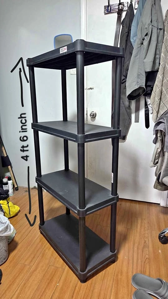 Hyper Tough 4-Shelf Black Plastic Storage Shelf