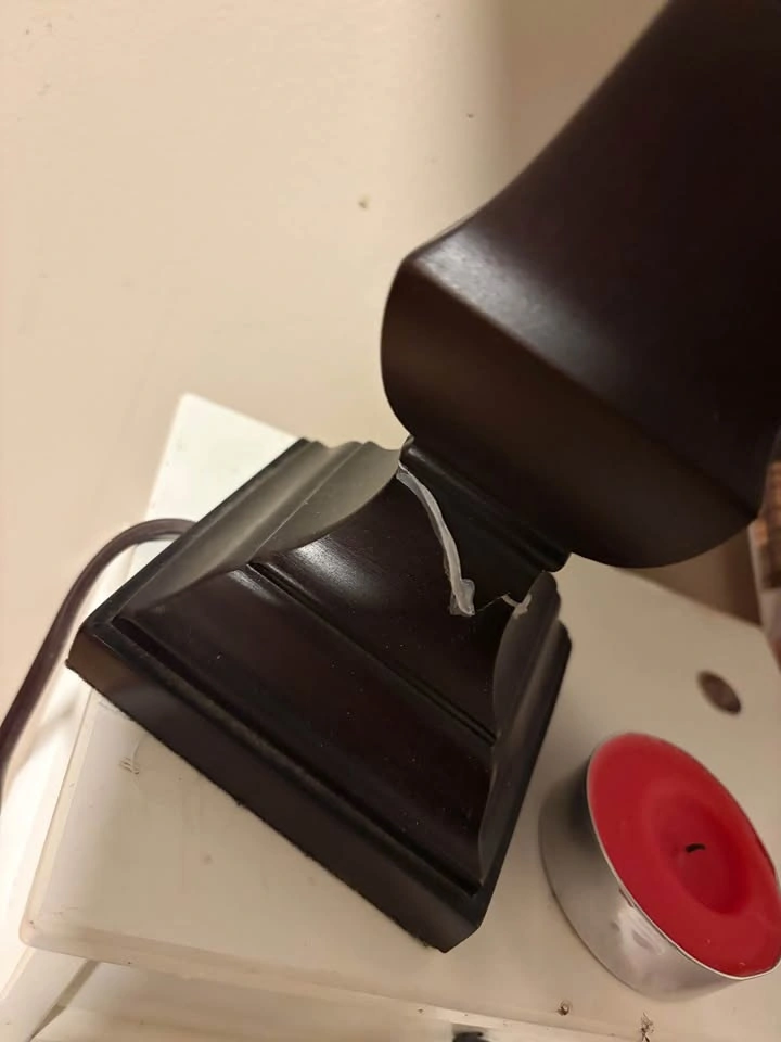 Dark Wood Base Table Lamp with Black Lace Shade - photo 2