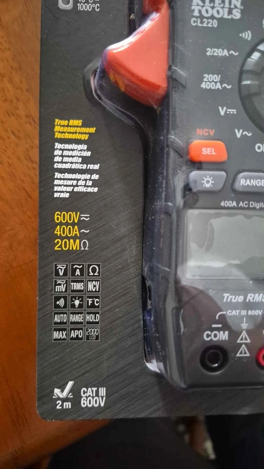 Klein Tools CL220 400A AC Auto-Ranging TRMS Clamp Meter BNIB - photo 3