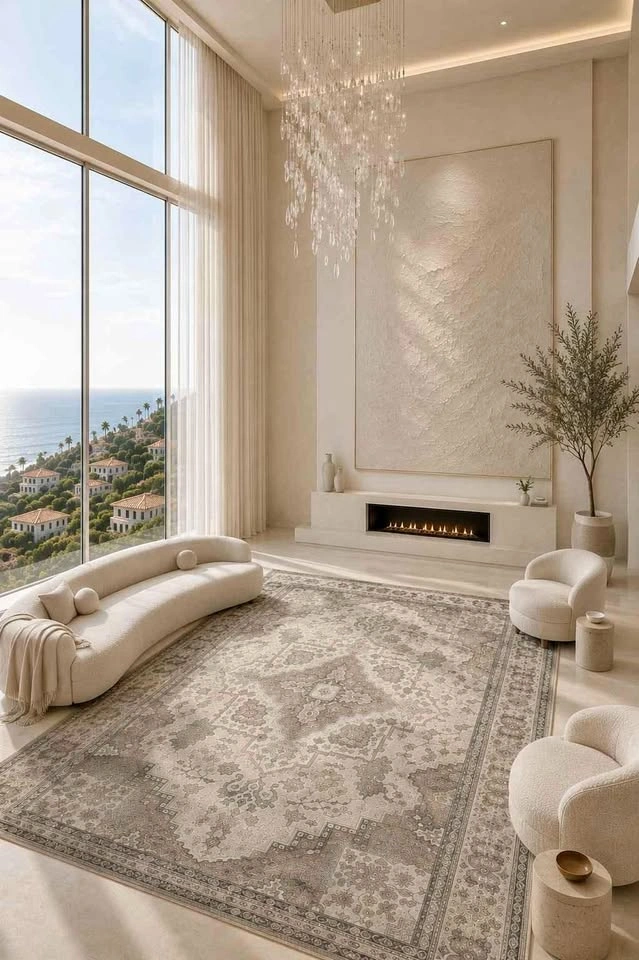 Parisian Sand Washable Area Rug - 6x9 or 9x12 - Brand New