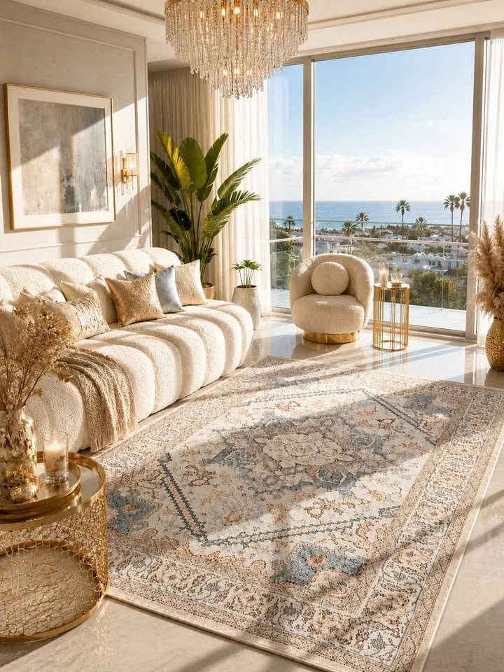 BOHO WASHABLE VINTAGE CREAM NEUTRAL GLAM 5x7 ft Rug