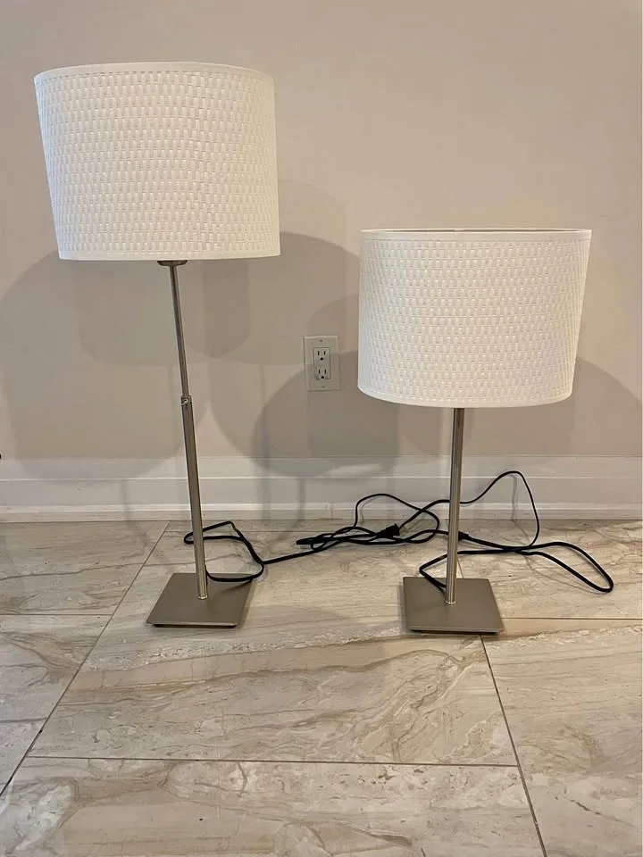 Adjustable Table Lamps – White Shade, Nickel Base thumbnail