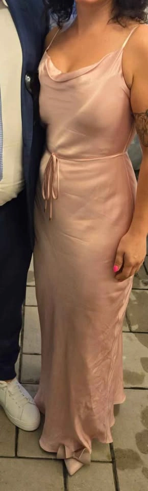 Pink Cowl Neck Satin Maxi Dress - photo 2