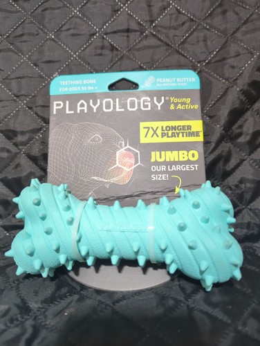 Playology Teething Bone for Dogs 50lbs+ Peanut Butter Scent