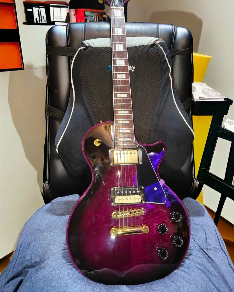 Firefly Purple Flame Maple Top Les Paul Style Electric Guitar