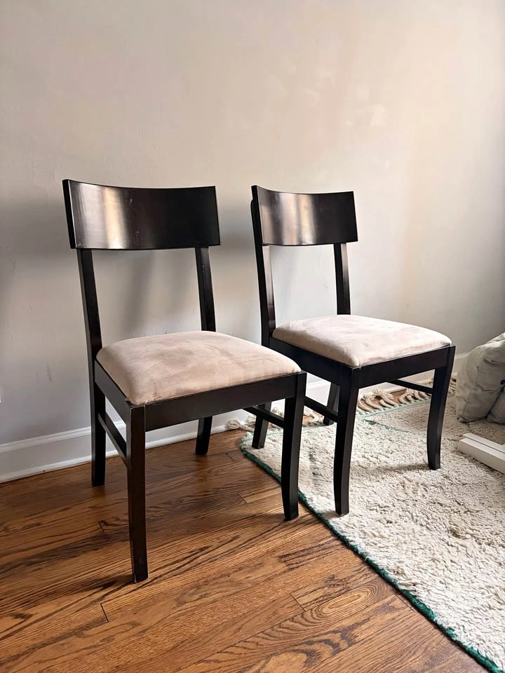 2 Dark Wood Dining Chairs