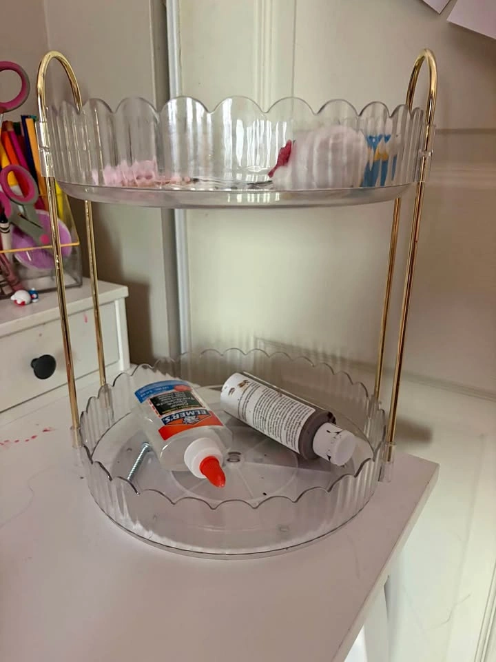 2-Tier Clear Acrylic and Gold Metal Organizer