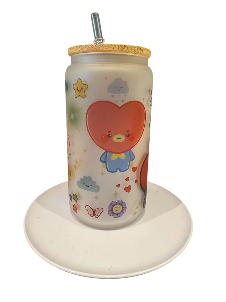 Custom handprint BT21 glass tumblers - photo 2