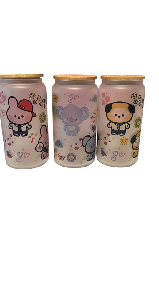 Custom handprint BT21 glass tumblers - photo 4