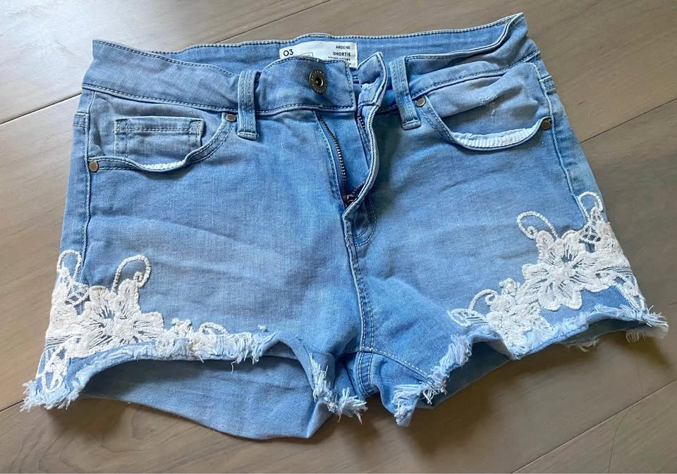 Ardene Shortie Lace Trim Denim Shorts