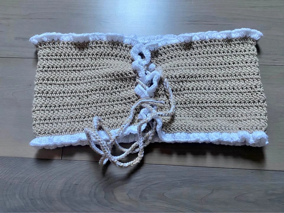 Handmade Crochet Lace-Up Tube Top