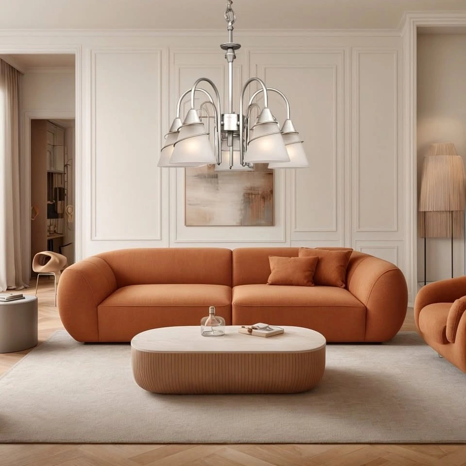 5-light Chandelier with Frosted Glass