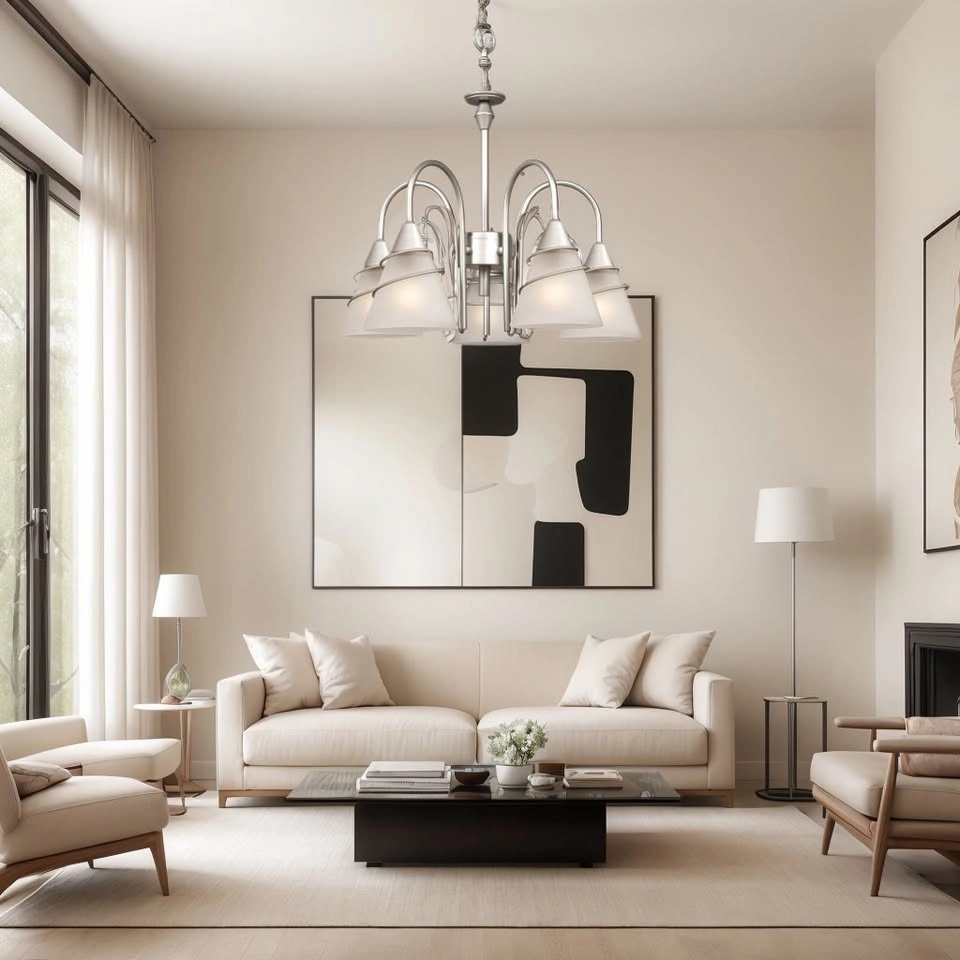5-light Chandelier with Frosted Glass - photo 2