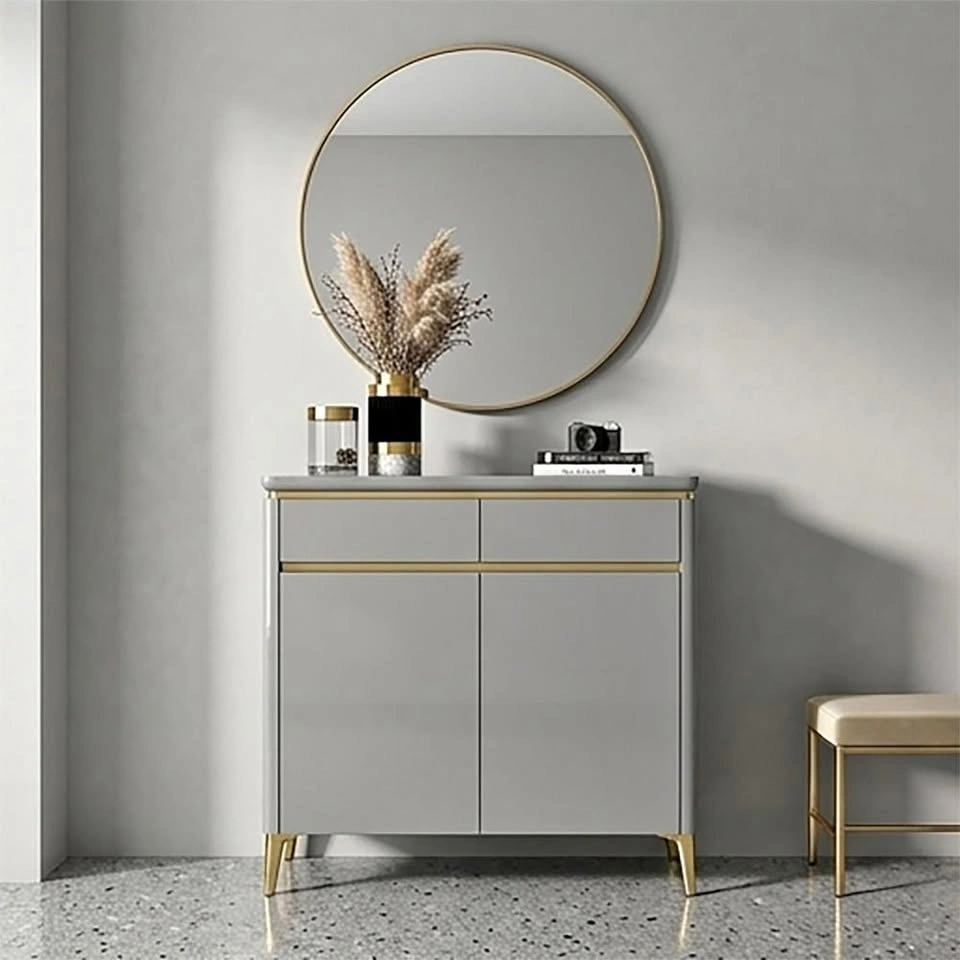 C1202 SOCE062 Grey Shoe Cabinet with Gold Trim – From $295