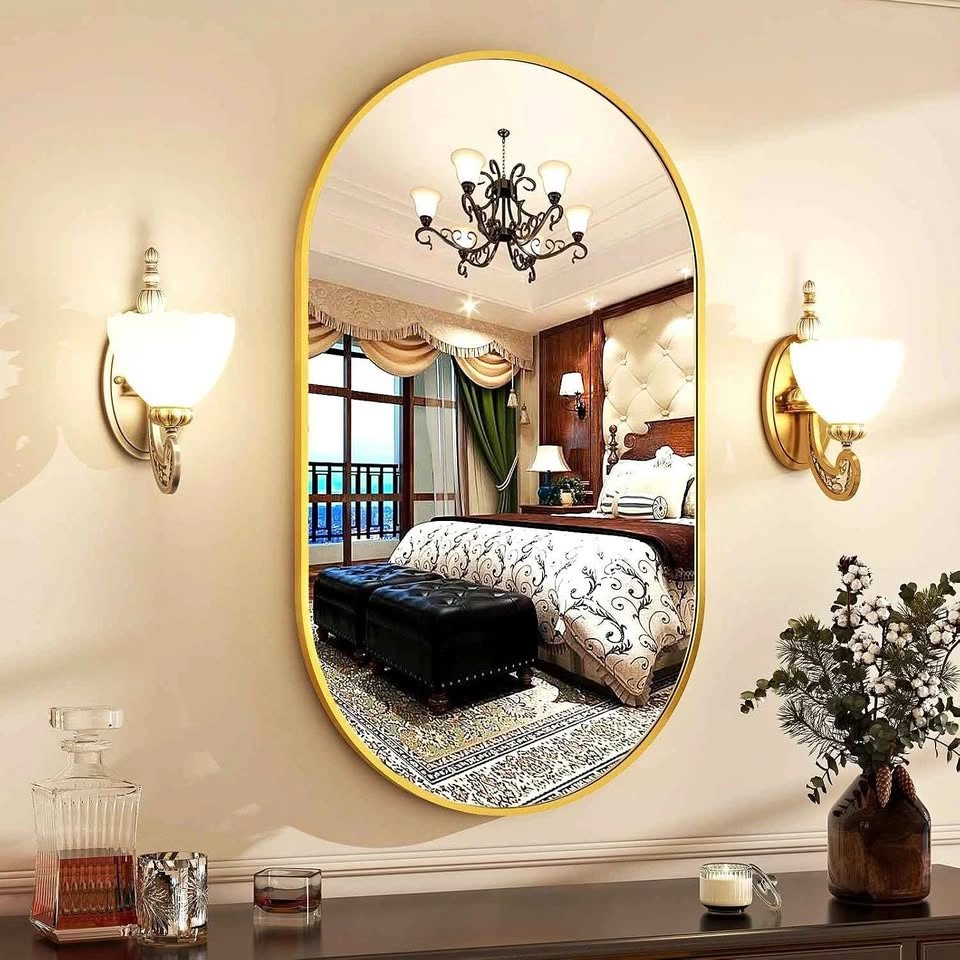 HARRITPURE 22"x38" Oval Bathroom Mirror, Gold Aluminum Frame