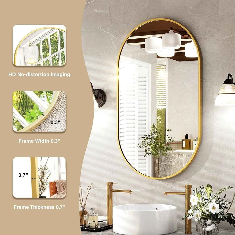 HARRITPURE 22"x38" Oval Bathroom Mirror, Gold Aluminum Frame - photo 2