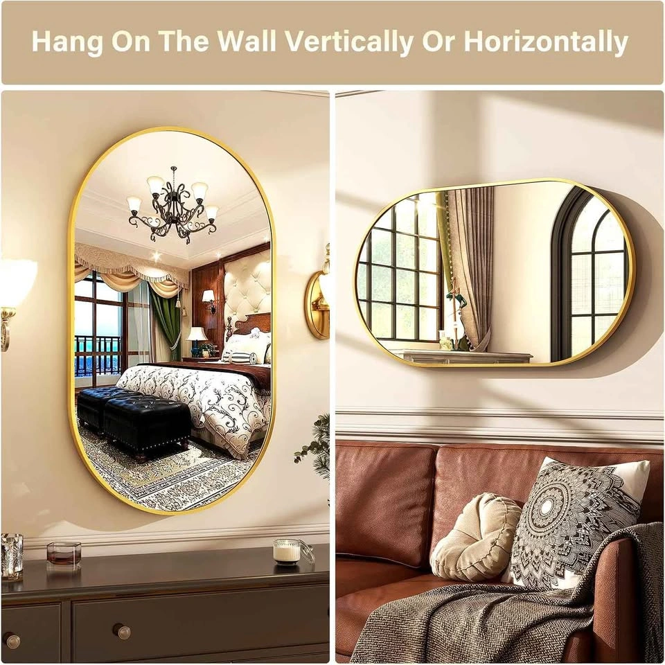 HARRITPURE 22"x38" Oval Bathroom Mirror, Gold Aluminum Frame - photo 3