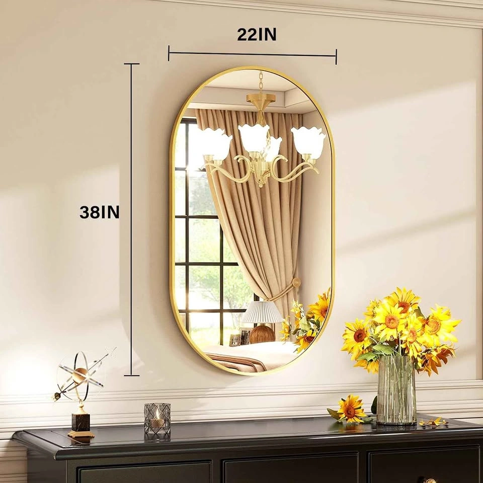 HARRITPURE 22"x38" Oval Bathroom Mirror, Gold Aluminum Frame - photo 4